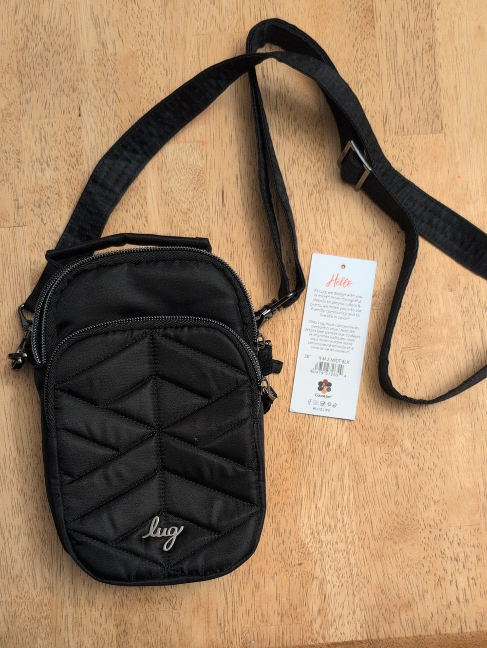 lug Black Quilted Crossbody Belt Bag Chevron Lining